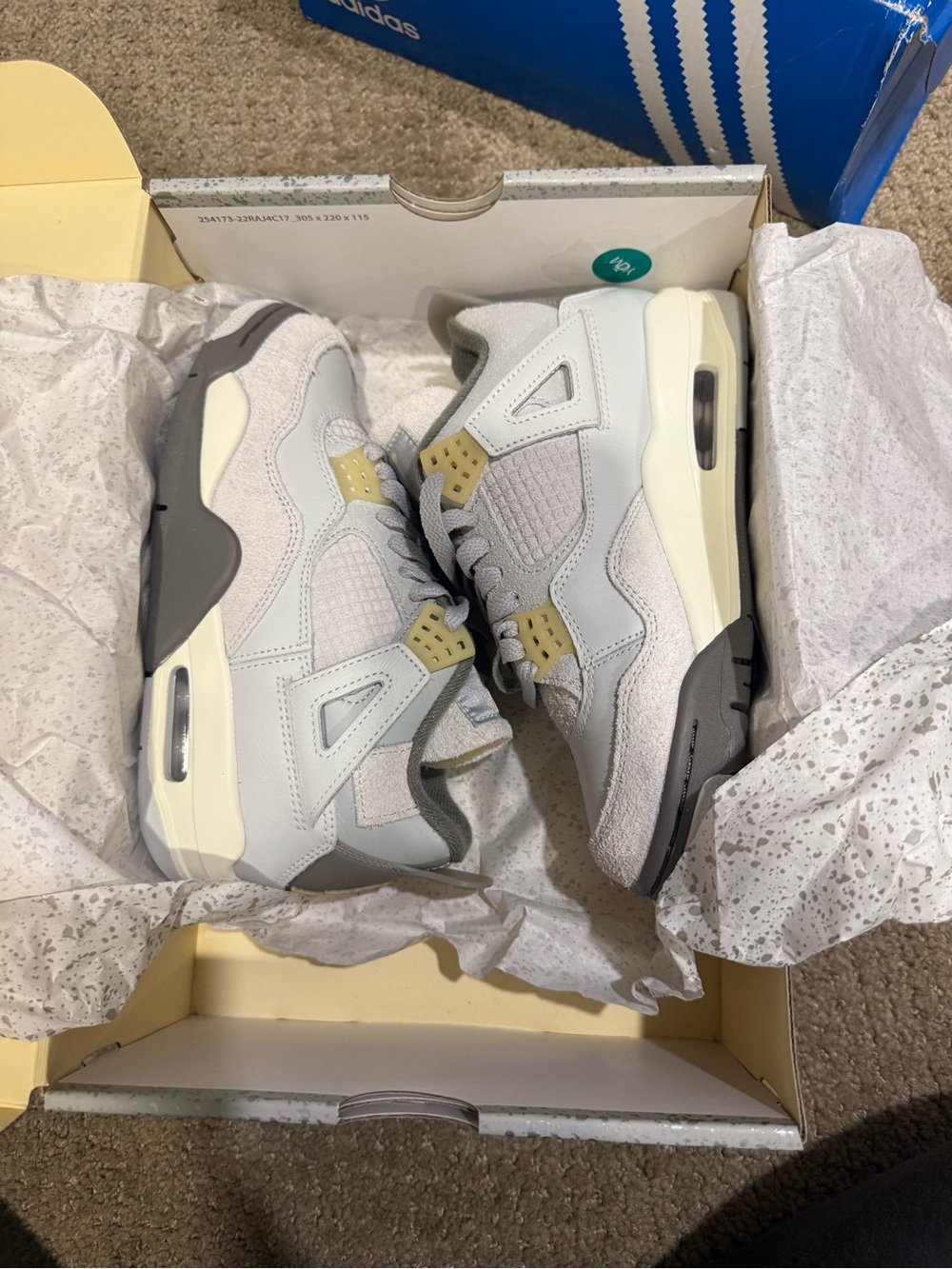 Jordan Women's Retro Sneakers in Light Grey, Cream & Yellow